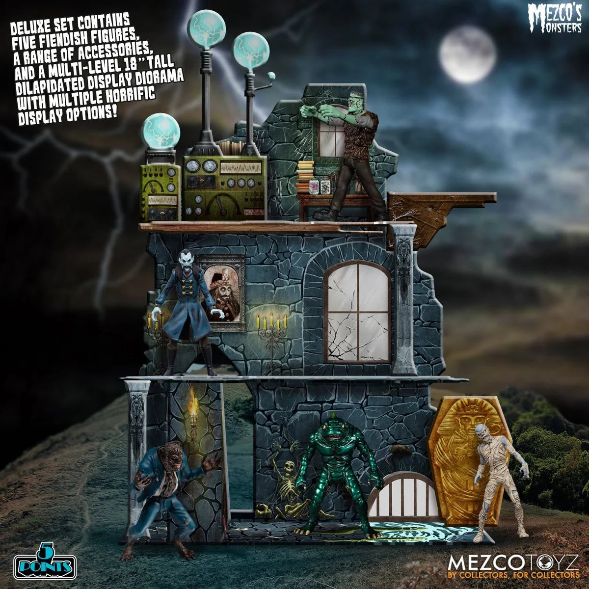 Mezco's Monsters Tower of Fear 5 Points Action Figures Deluxe Set